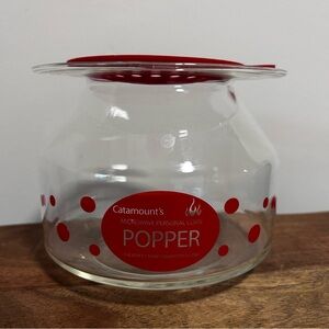 Microwave Popcorn Popper Catamount Glass Red Corn Kernel Popper